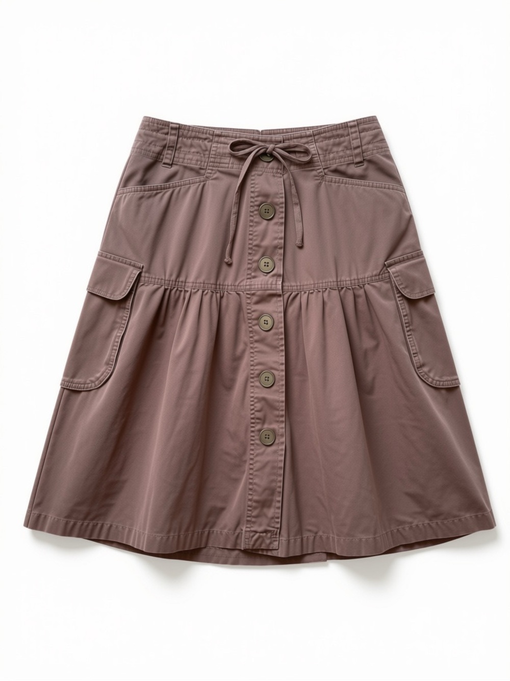 LOFT Mauve Button-Front A-Line Utility Skirt